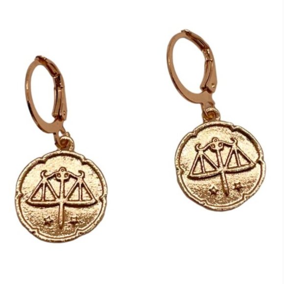 ⭐️❤️ FREE Horoscope Sign Boho Print Peasant Zodiac Modern Minimal Hoop Earrings - Picture 9 of 13